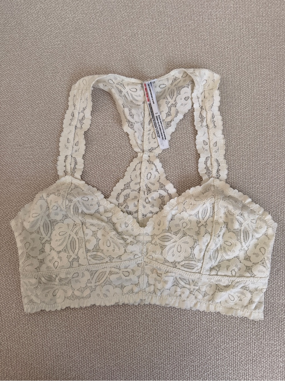 Free People Cream Lace Racerback Bralette
